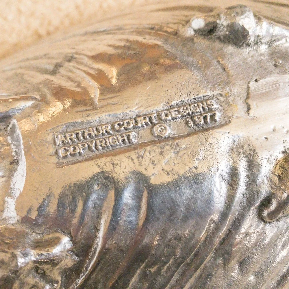 Arthur Court Mussel Shell Serving Bowl Silver Vintage 1977 Aluminum
